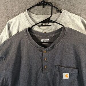 2x Carhartt Loose Fit Heavyweight Short-Sleeve Pocket Henley T-Shirt Mens 2XL